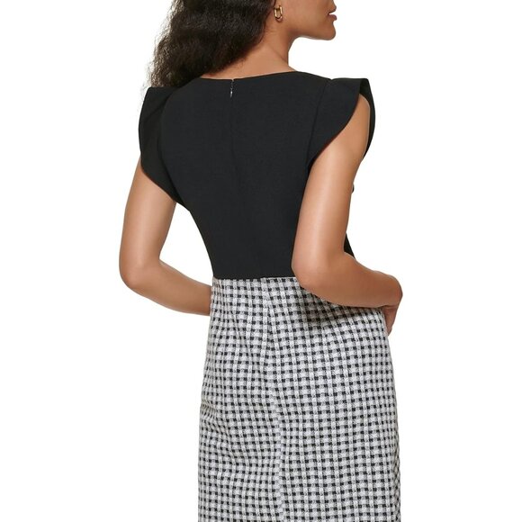 DKNY Flutter Sleeve Back & Gingham Dress Size 6 - Picture 3 of 9